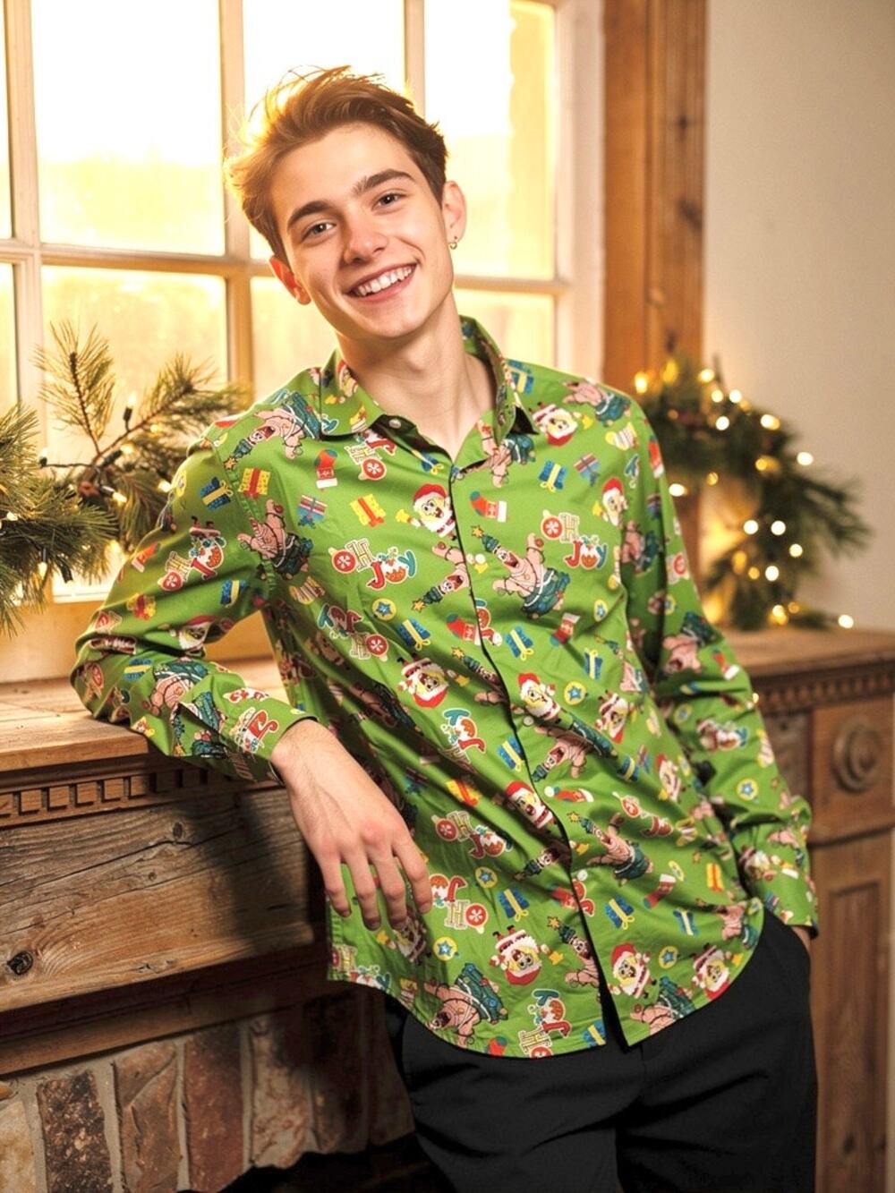 New Suitmeister SpongeBob Christmas Button Up